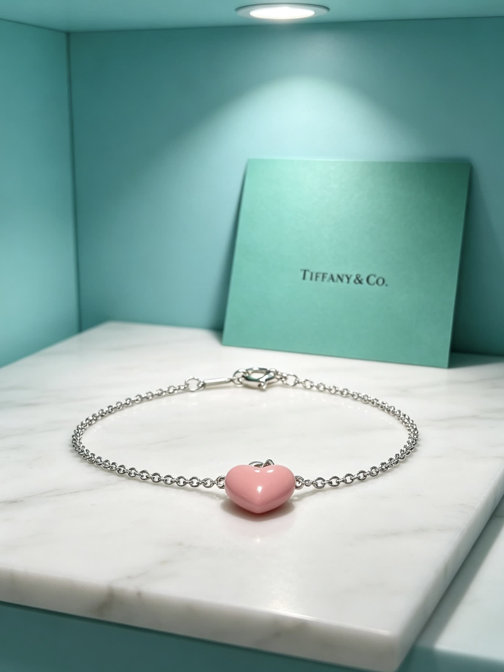Tiffany & Co. Pink Heart Charm Bracelet